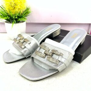 (S42) 1.5inches Silver Slippers