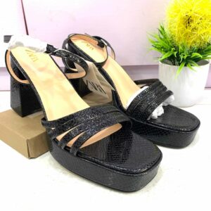 (S41) 3inches Black Trendy Mules