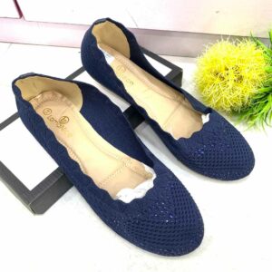 (S41)  Ladies Flat Blue Shoes