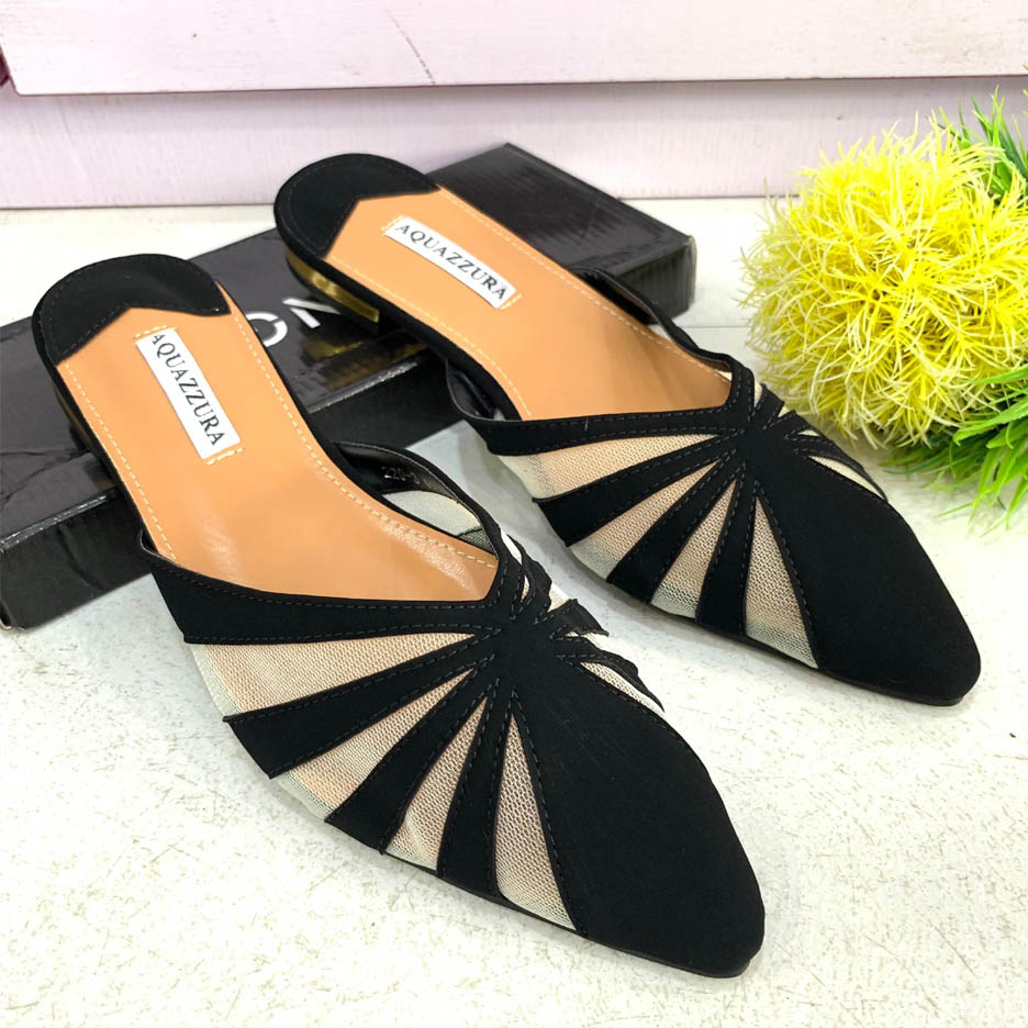 (S41)  Flat Black Slippers