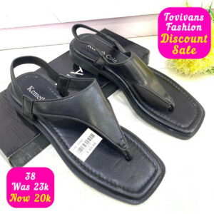 (S38) Flat Black Sandals